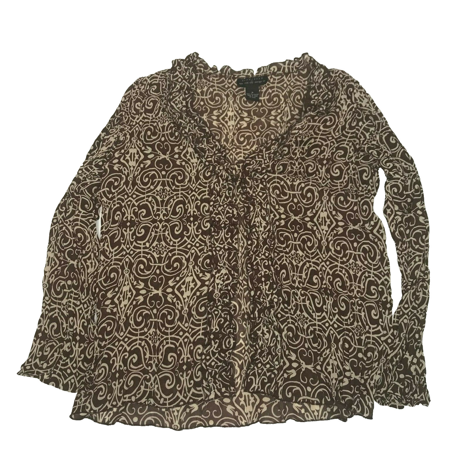 Separates by New York City design Co top semi sheer brown/ tan long sleeve