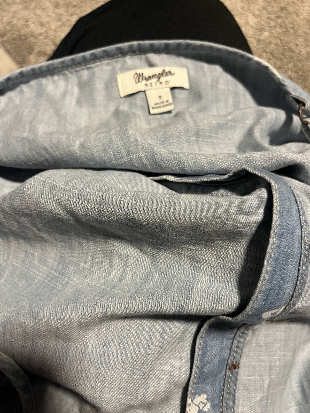 Wrangler Retro Top Womens Small Horse Themed Tank Western Chambray Euc