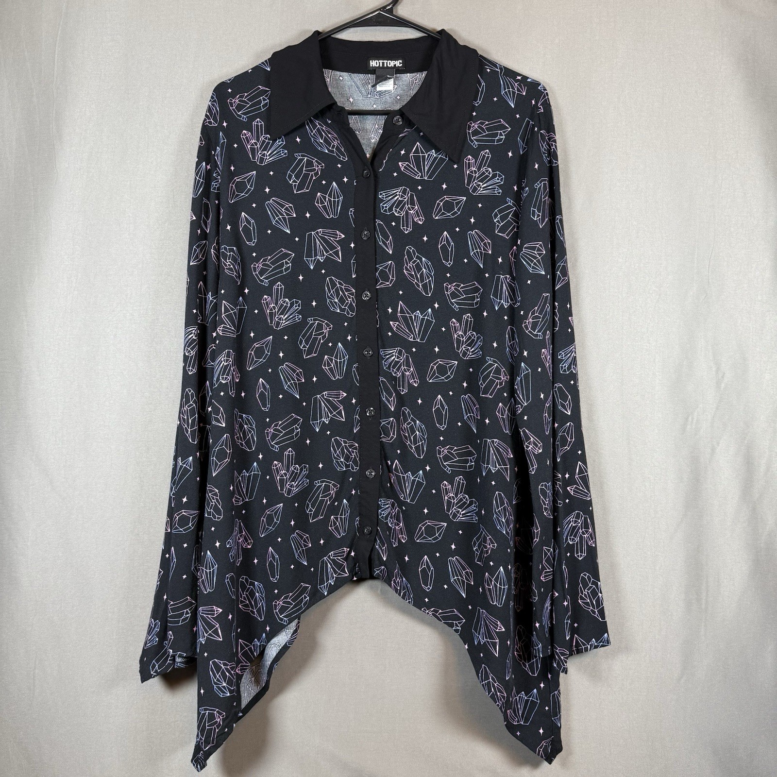 Hot Topic Crystals Asymmetric Shirt Goth Emo Witchy Whimsygoth Women’s Large