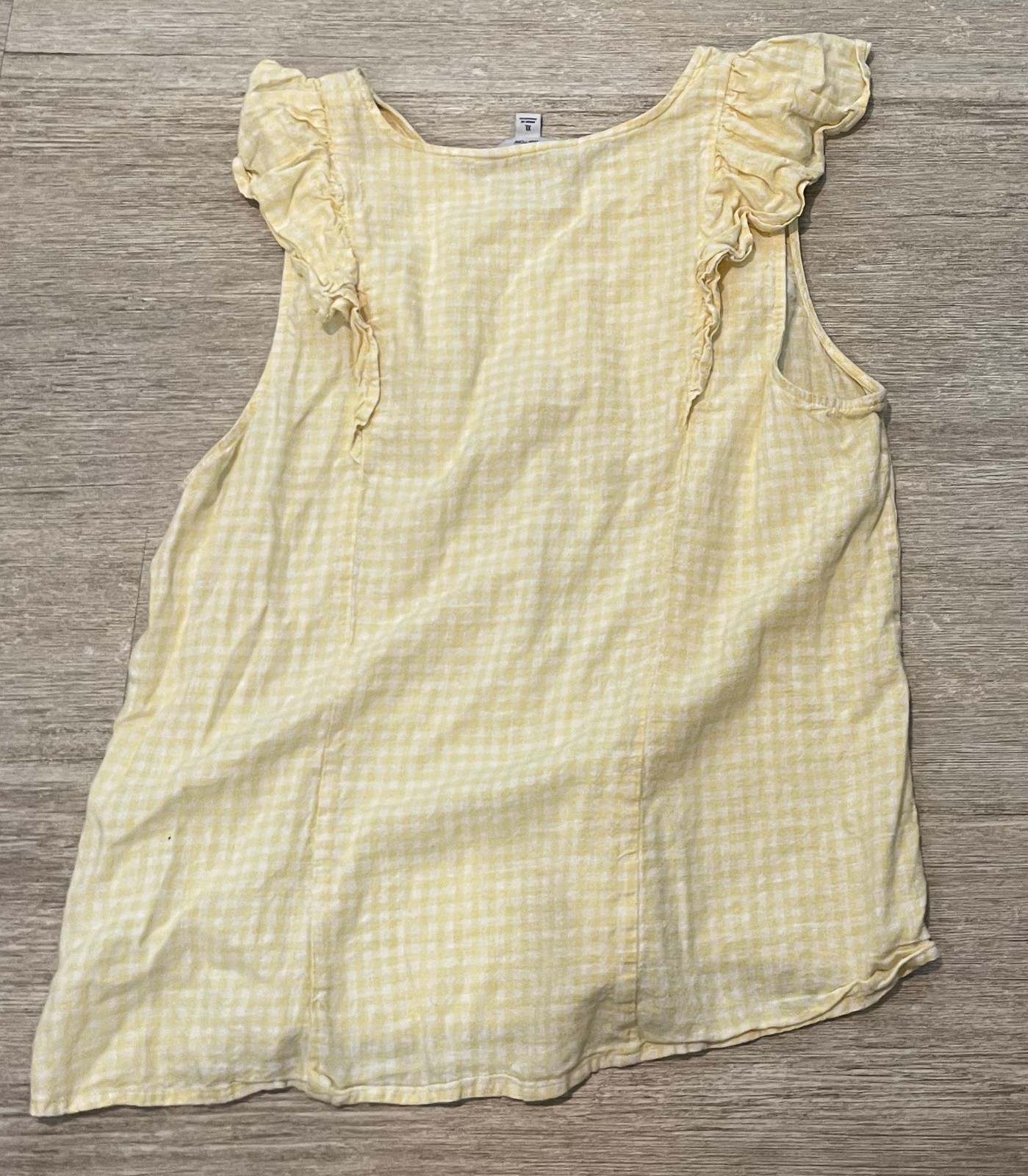 Croft & Barrow Women’s Gingham Blouse Size XL Yellow Flutter Sleeve