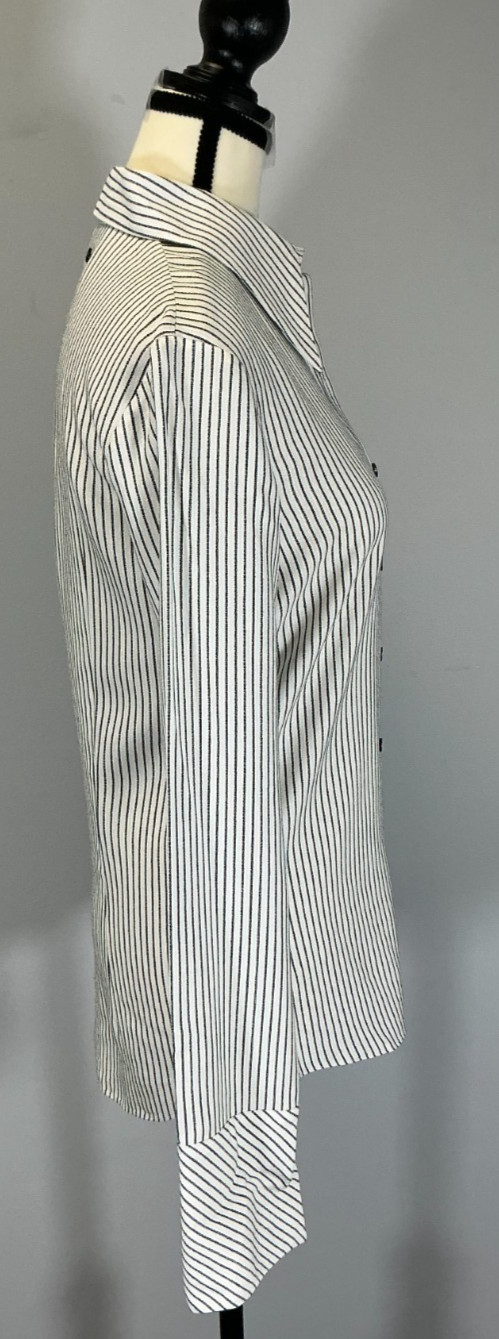 Golden Goose Journeys Stripe Button-Front Women’s Size L Wolf/Black Shirt NWT