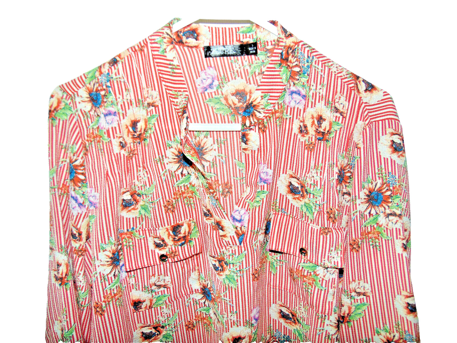 Women’s Cure Long Sleeve Top Shirt Stripe Floral Shirt Size Large