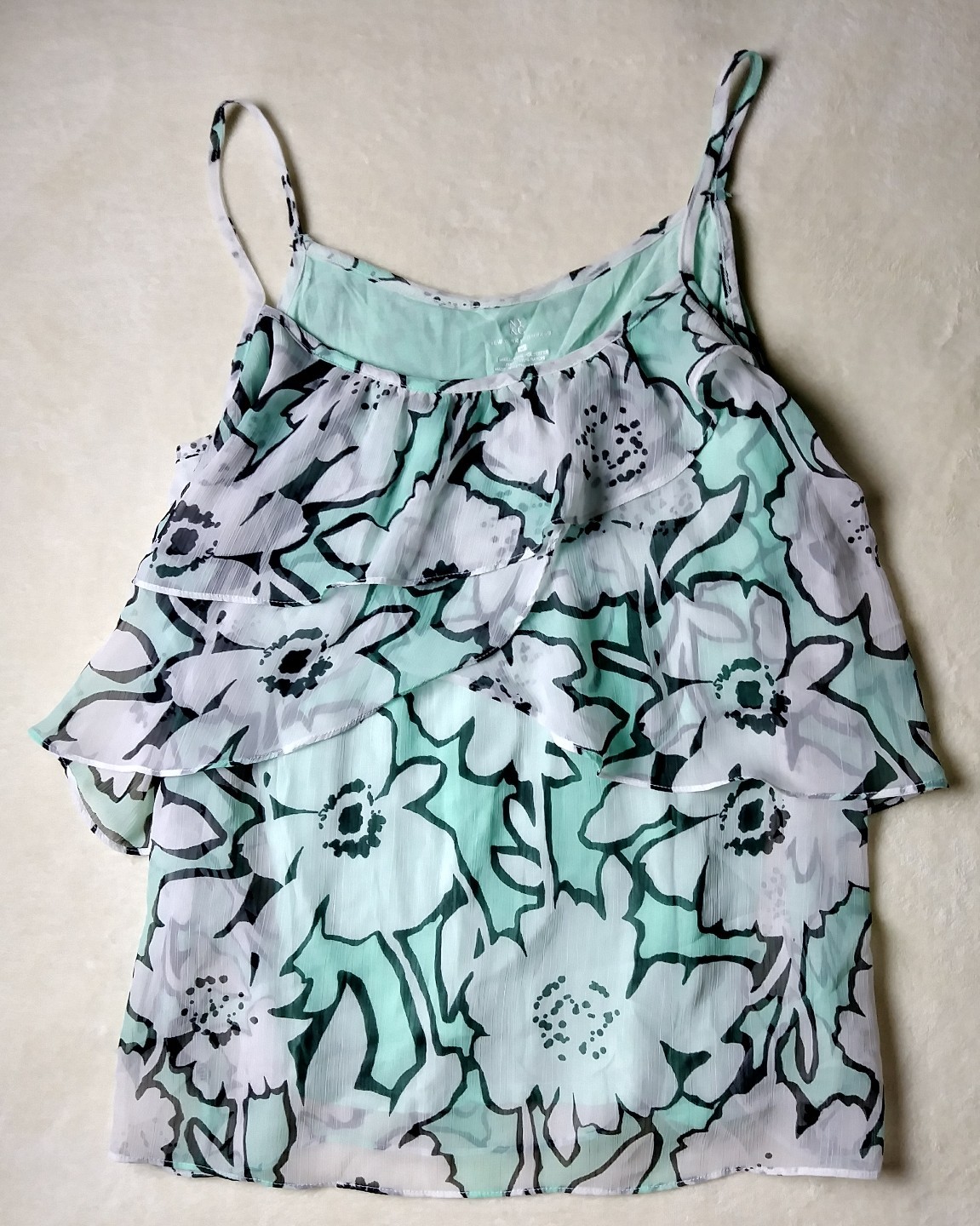 NYC Sleeveless Top Blouse M Womens Tiered Mint Green NEW YORK & CO