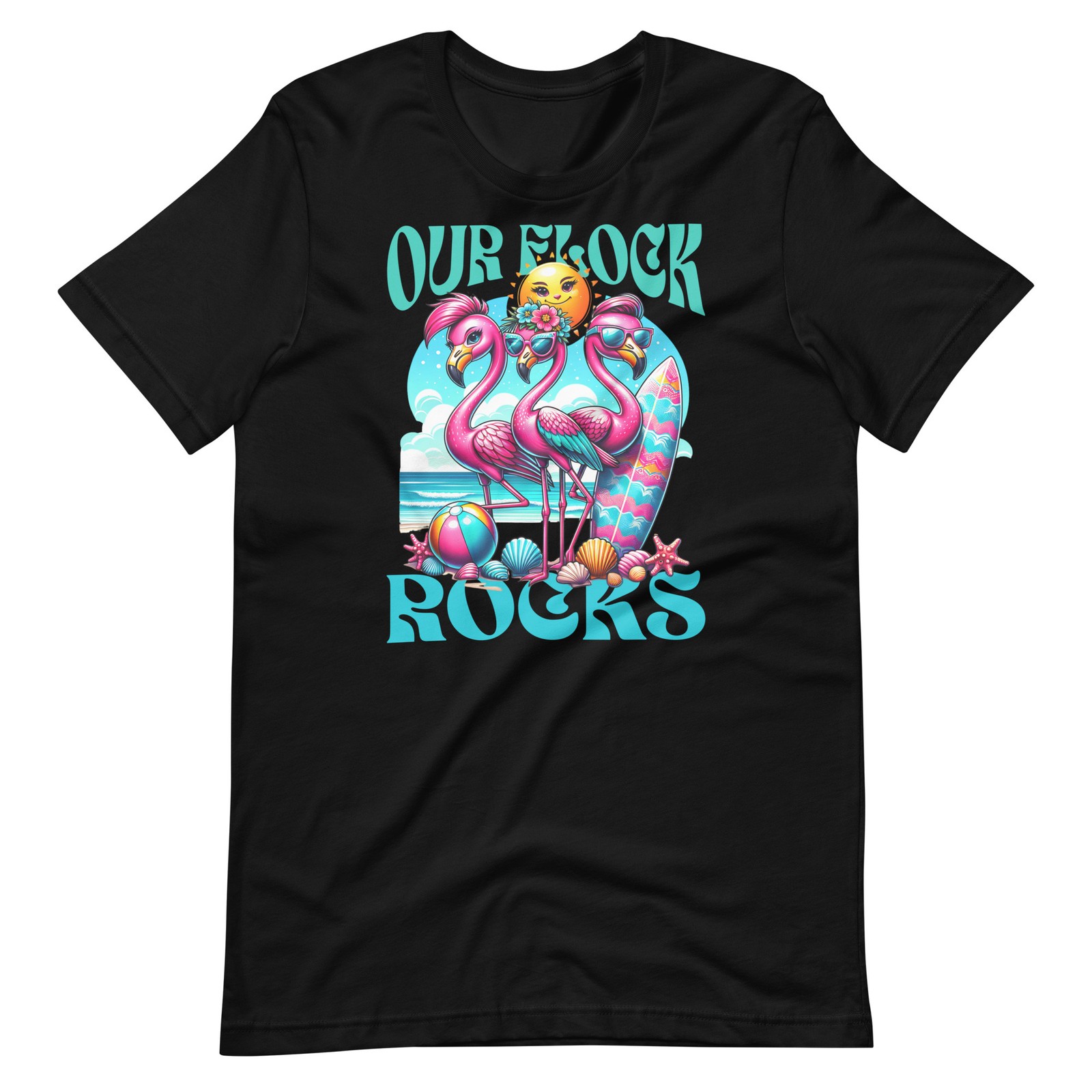 Our Flock Rocks Shirt Funny Flamingo Girls Trip Beach Vacation Friendship Shirt
