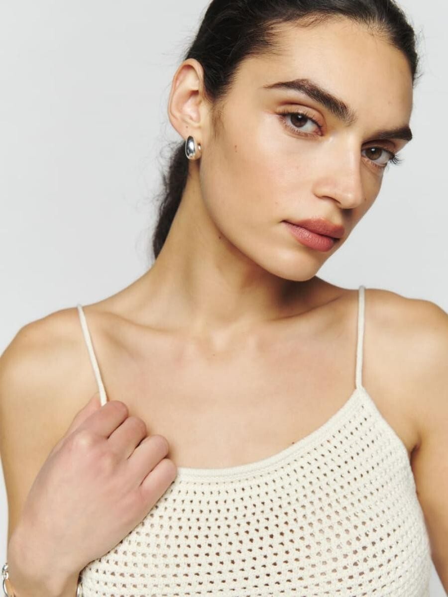 $98 Reformation Linda Cotton Open Back Tank | Fior Di Latte | XL