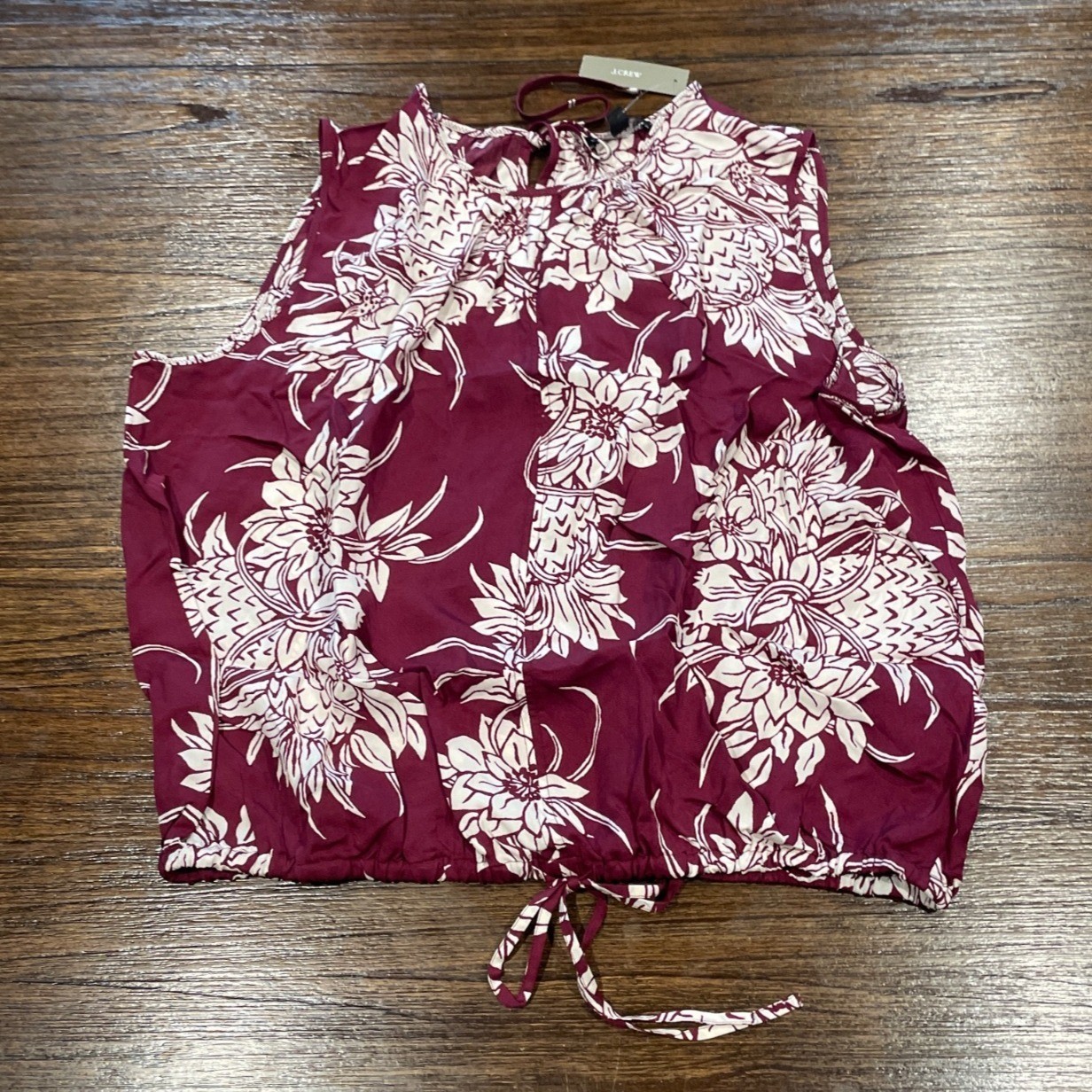 NWT J.Crew Drawstring-Waist Tank Top XL Pineapple Garden Sateen Cropped Tropical