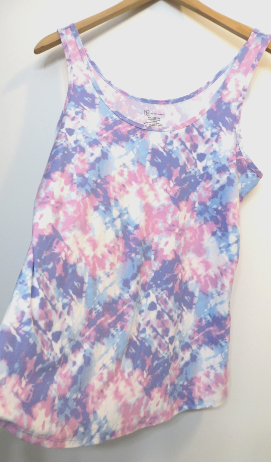 NOBO Tank Top Shirt Womens Junior XXL Pink Blue Purple Tie Dye Soft SMALLER