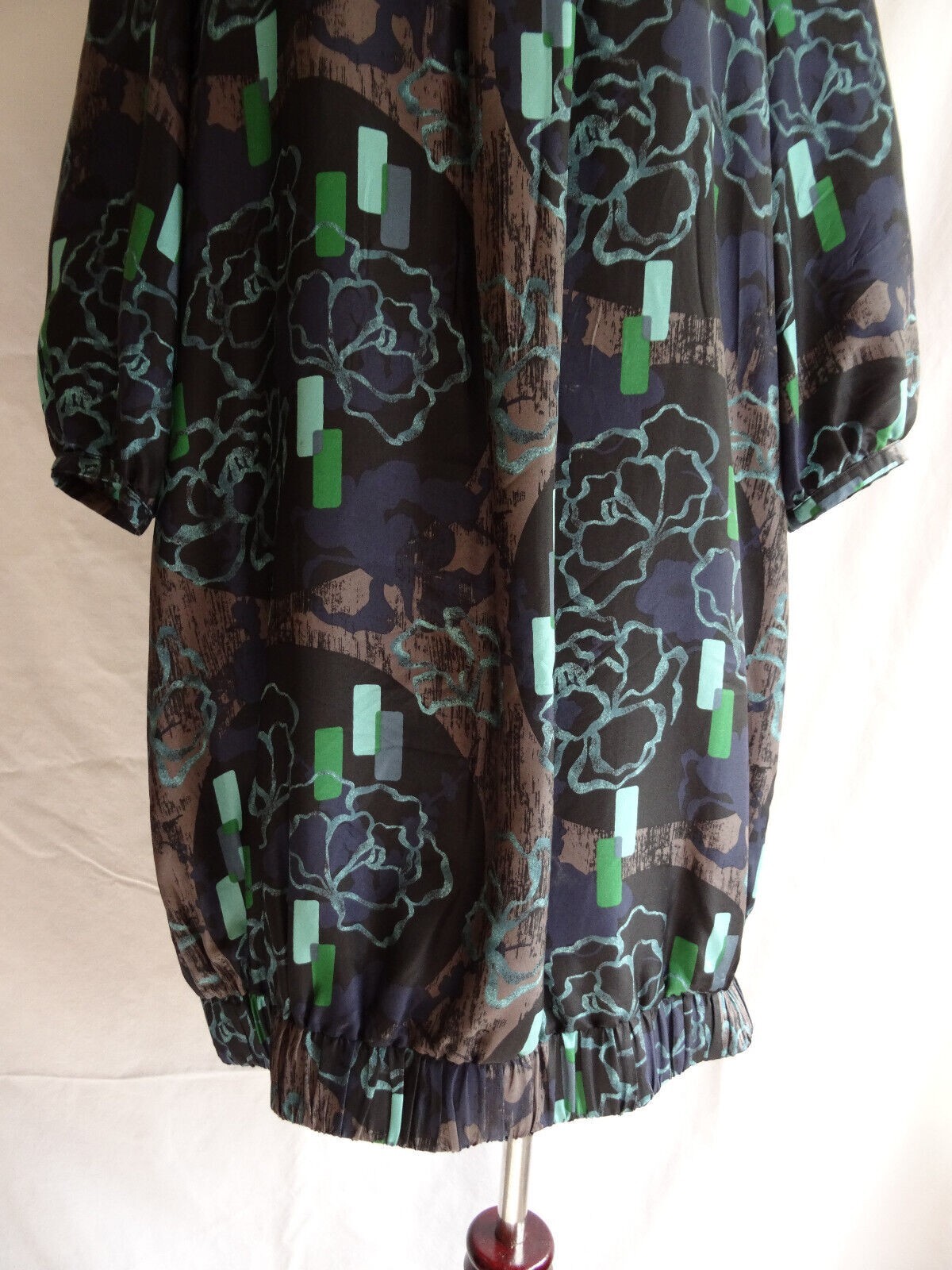 Classiques Entier 100% Silk Retro Geo Pop Art Shift Bubble Dress Tunic Top – S