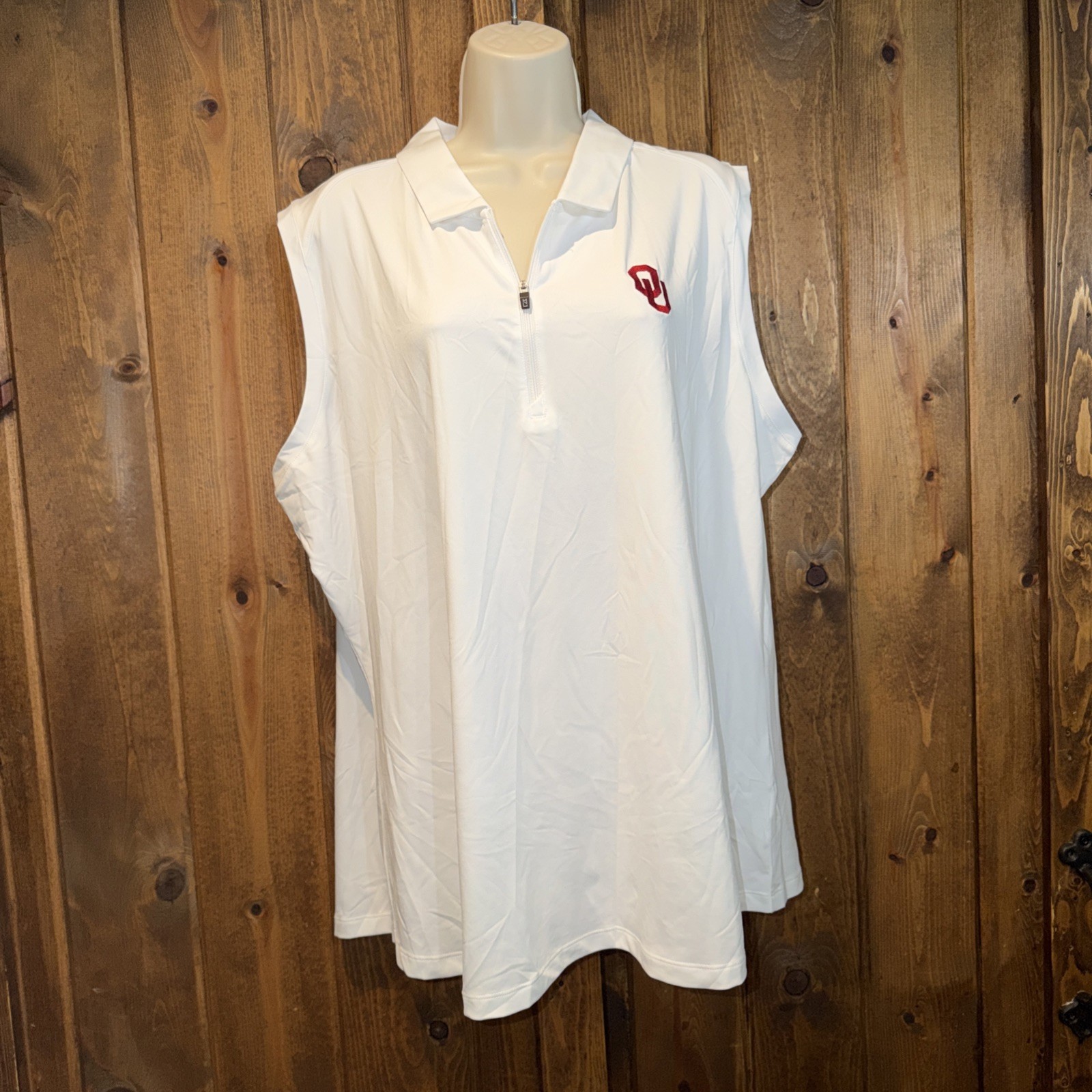 NWT Cutter & Buck OU Sooners Womens XXXL Golf Tank Top White Sleeveless 1/4 Zip