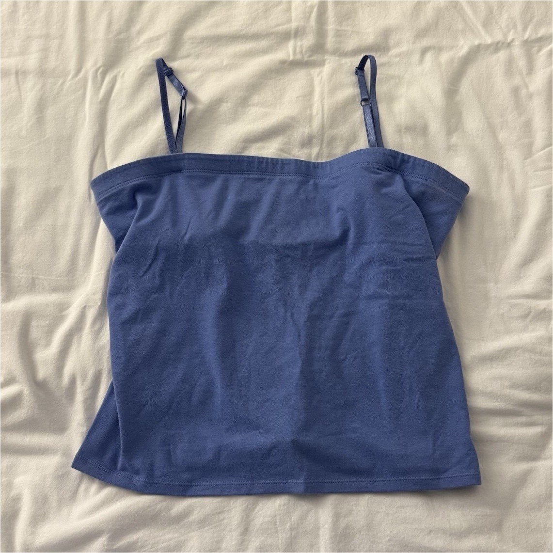 Lord & Taylor Blue Solid Stretch Knit Spaghetti Strap Cami Straight Neck XL