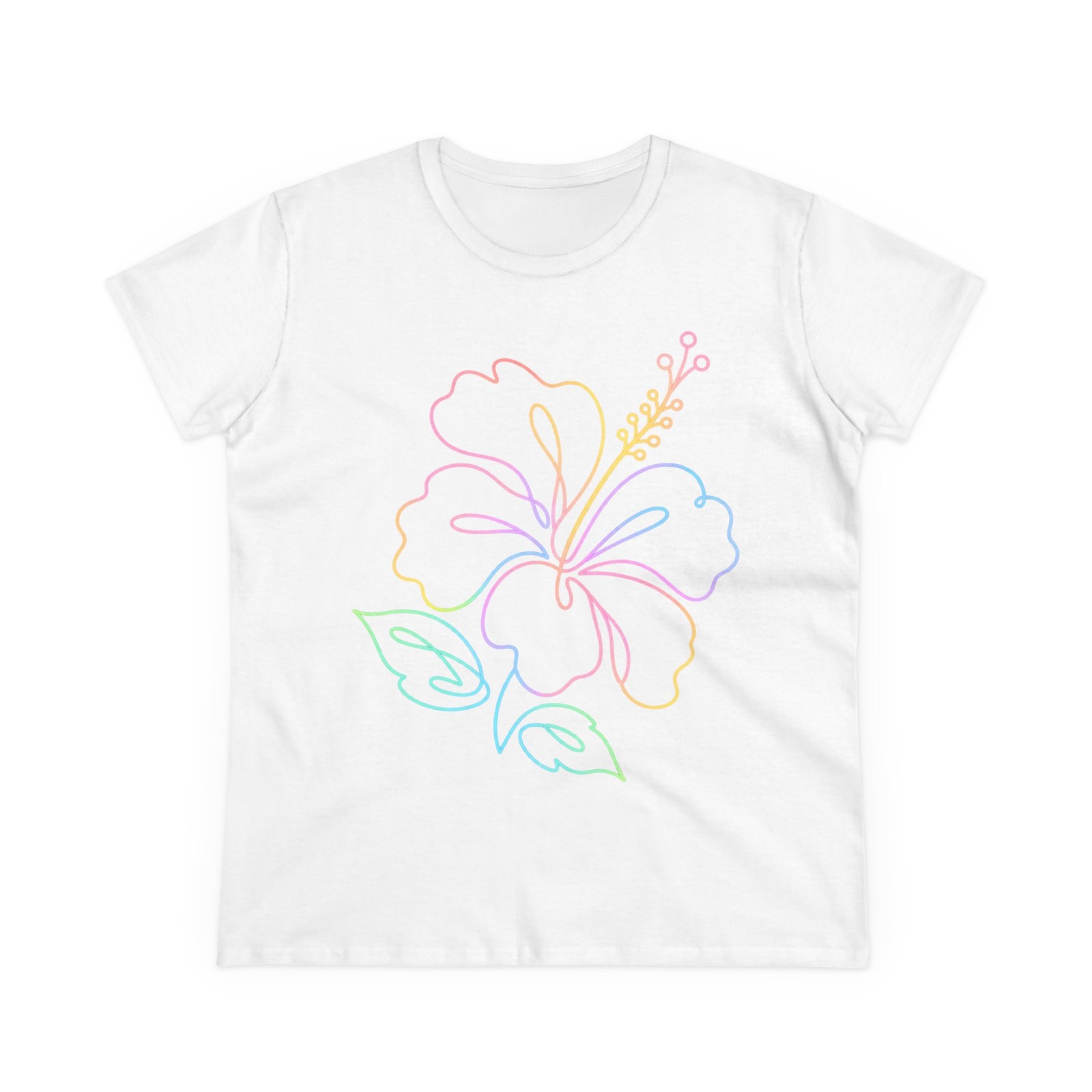 Women Collection Line Art Hibiscus Tee | Tropical Flower T-shirt