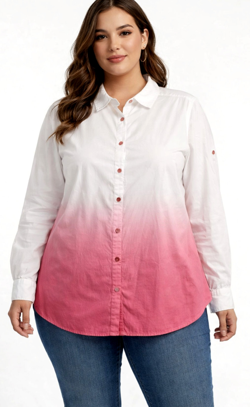 NWT Large ISAAC MIZRAHI Tie Dipped Roll Tab Sleeve