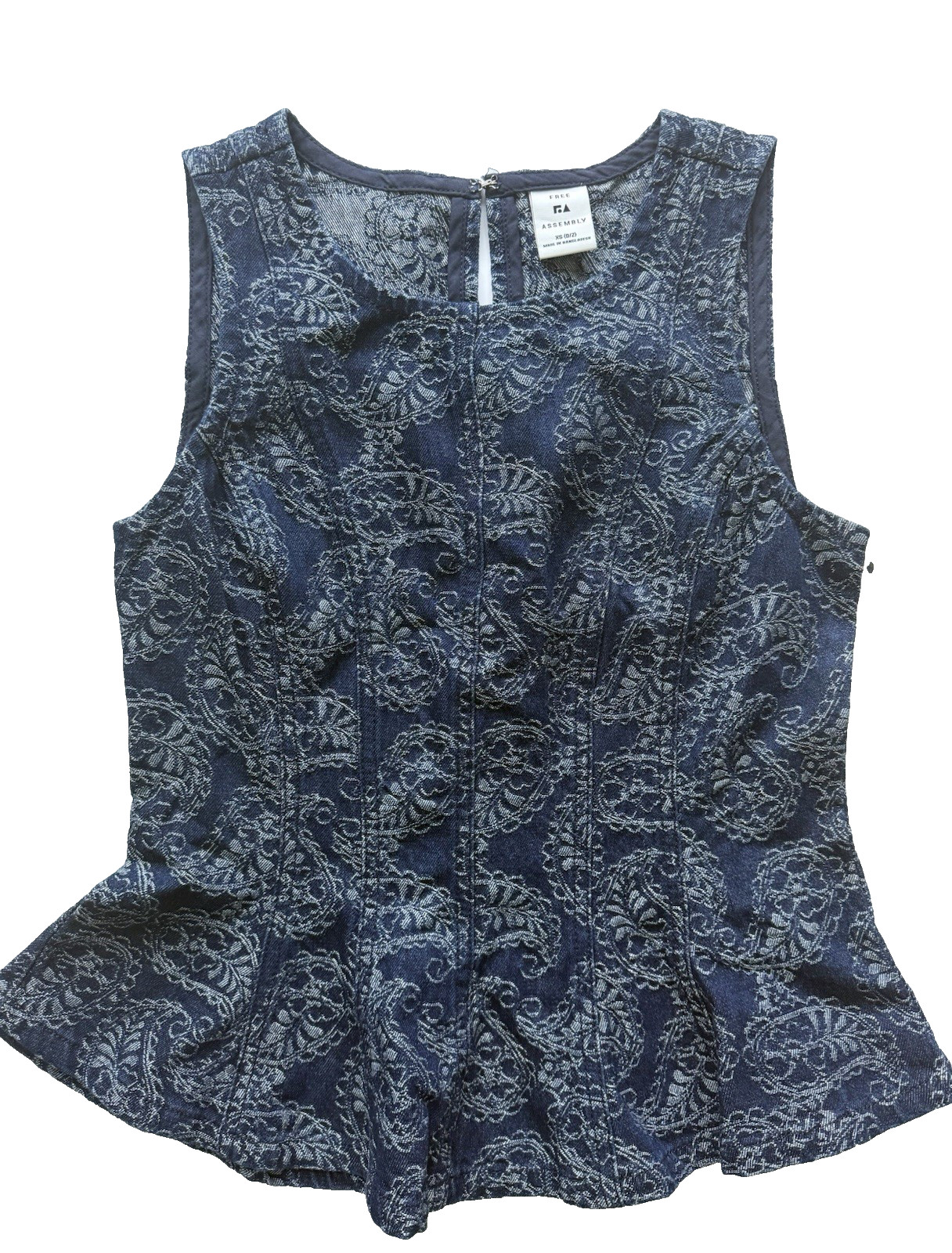 Free Assembly Peplum Panel Top Elegant and Casual Blouse Blue Size XS ($)