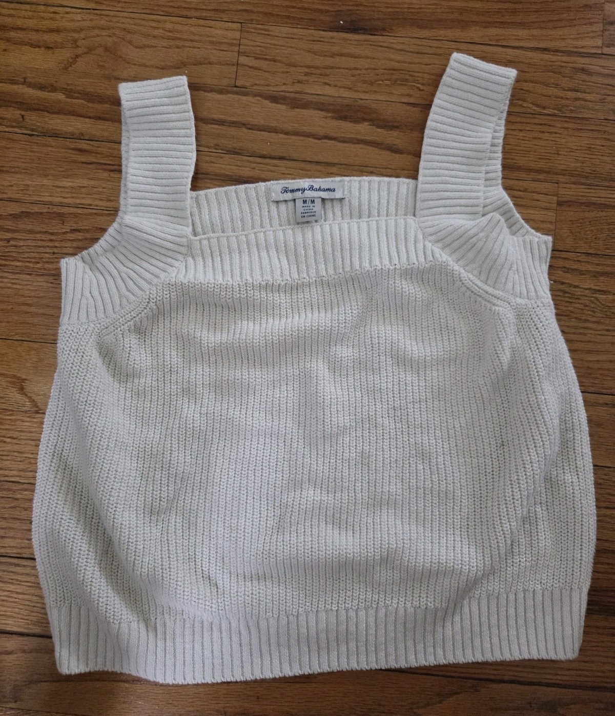 Tommy Bahama Cotton Linen Blend Knit Tank M Ivory