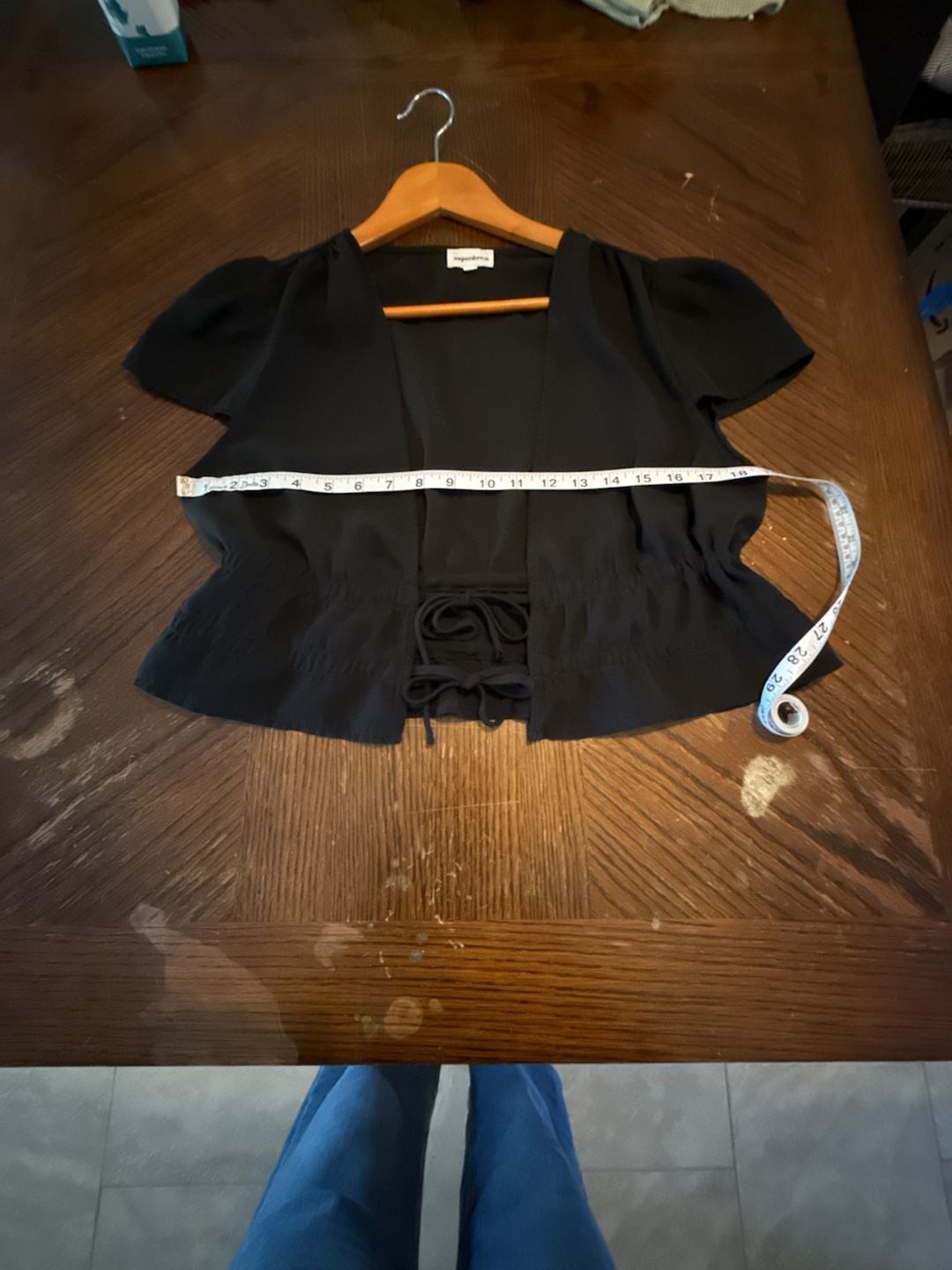 superdown Black Shara Tie Front Flutter Sleeve Crop Blouse Size LFound on Revo