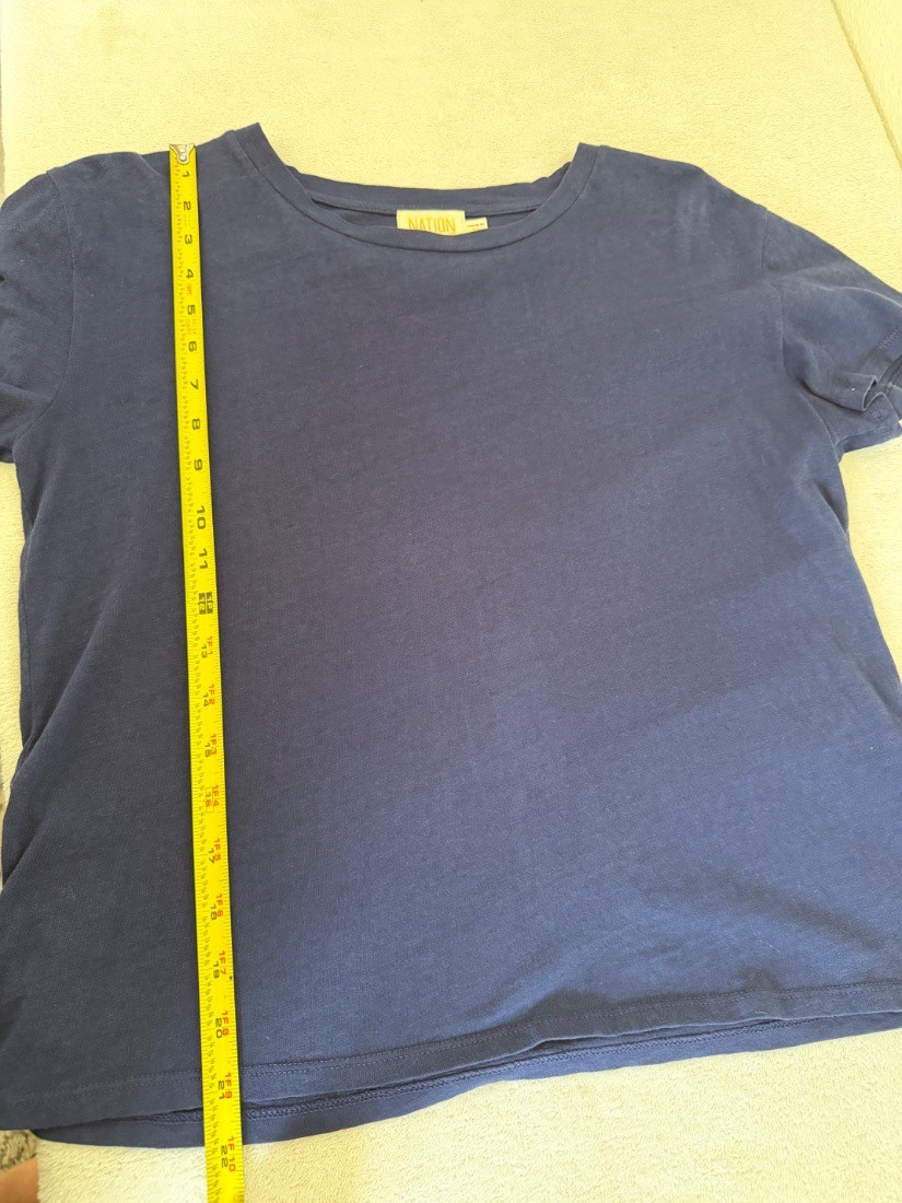 Nation Ltd Womens Navy Blue 100% Recycled Cotton Crew Neck Tee Shirt Size M