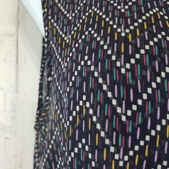 41 Hawthorn Womens Top S Black Stitch Fix Blouson Printed Faux Wrap Sheer X1