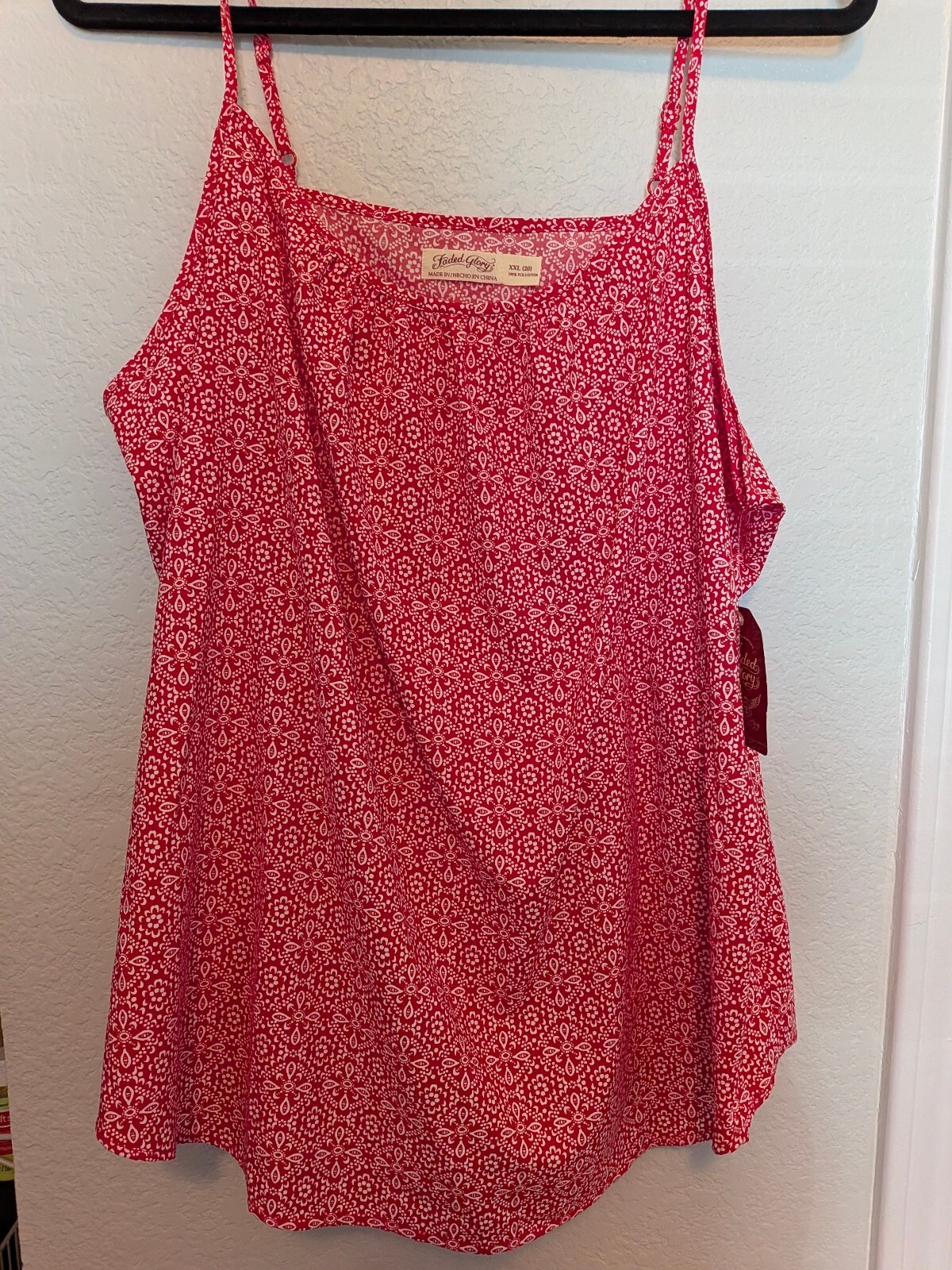 Plus Size Faded Glory Women’s Red Bandana Print Adjustable Spaghetti Strap