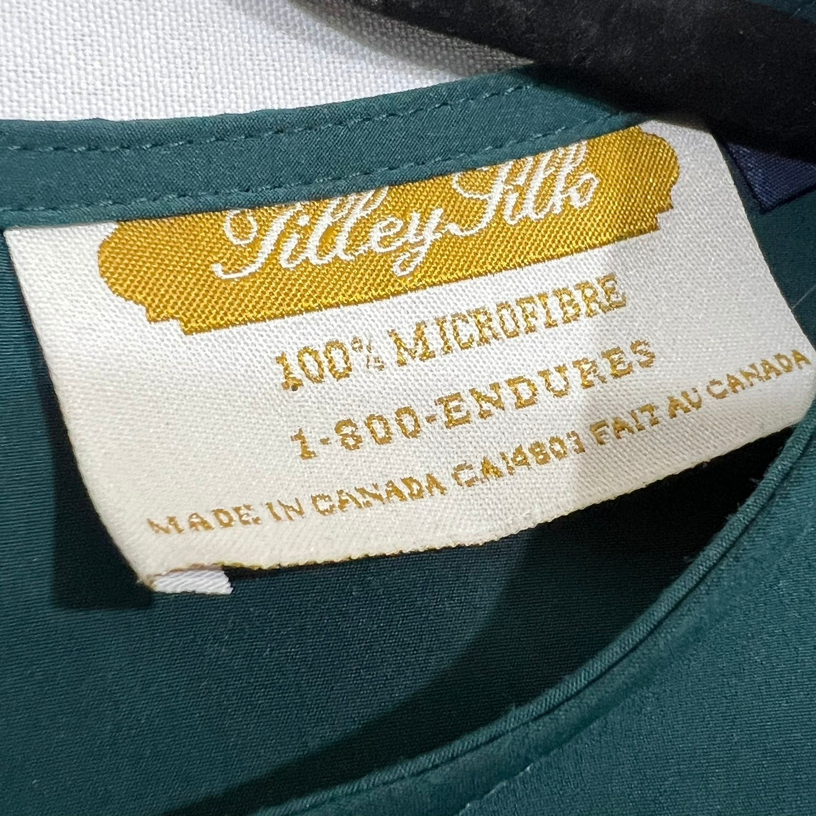 Vintage Tilley Endurables Blouse Small S/P Green Microfibre Short Sleeve Top