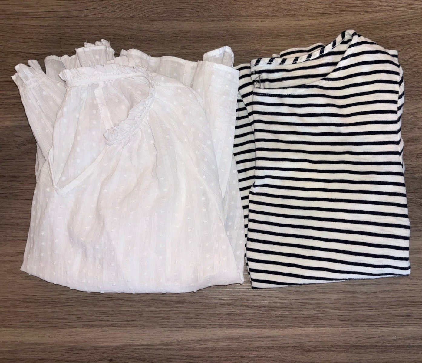 J.Crew Top Bundle Size Large Swiss Dot Blouse & Striped Long Sleeve Tee