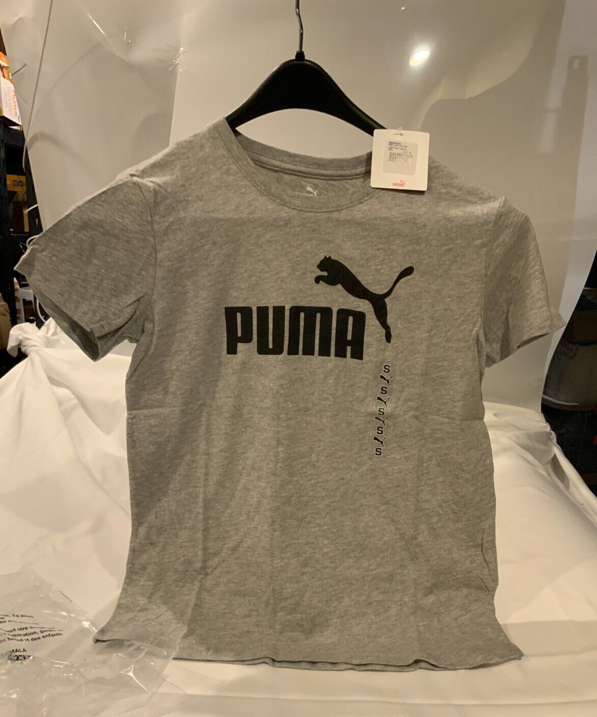 PUMA Women’s Essentials Logo Tee,style#58597303,size S, color Light Gray Heather