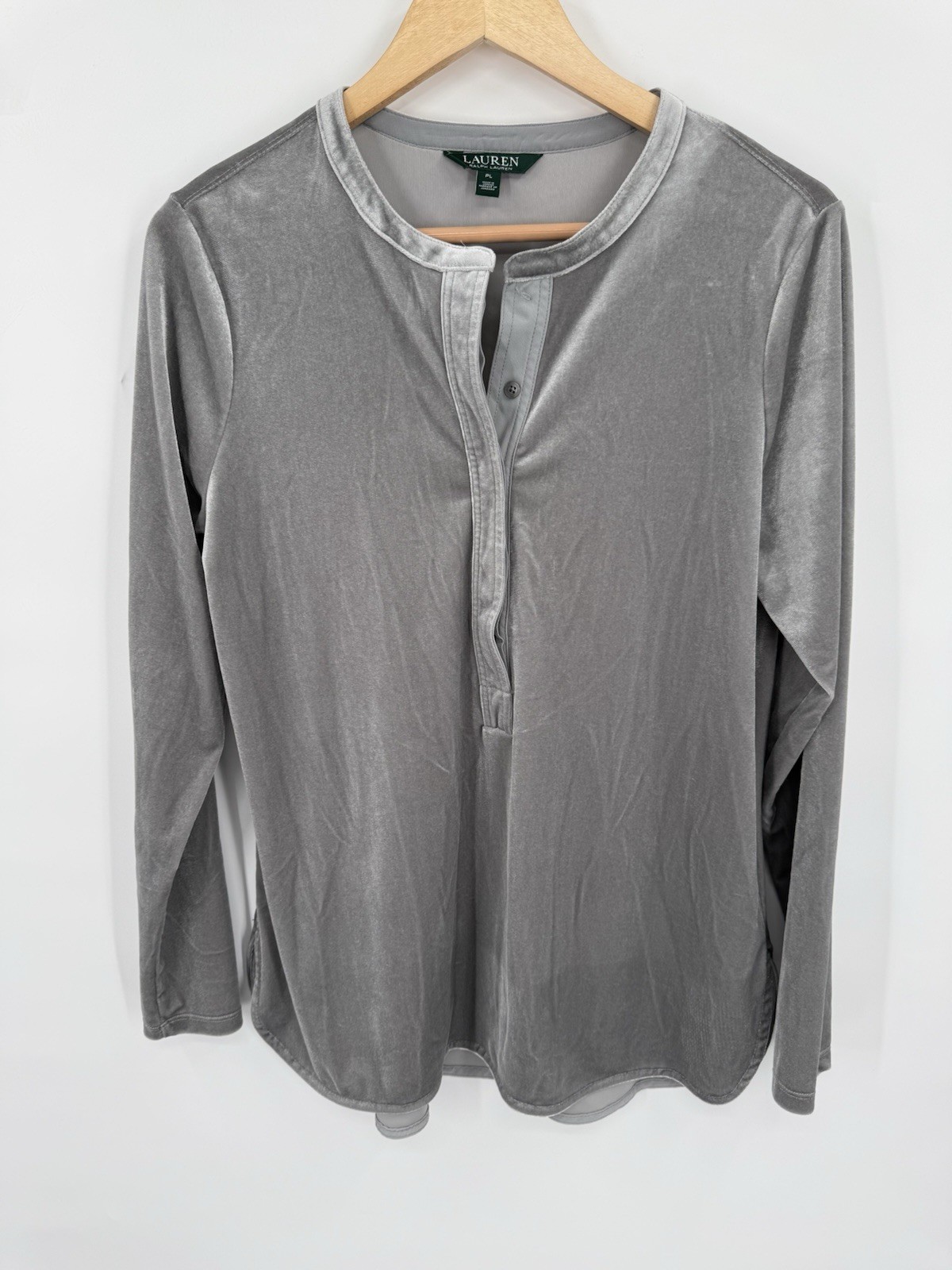 Lauren Ralph Lauren Top Womens PL Velour Soft Casual Work Office Relaxed Comfy