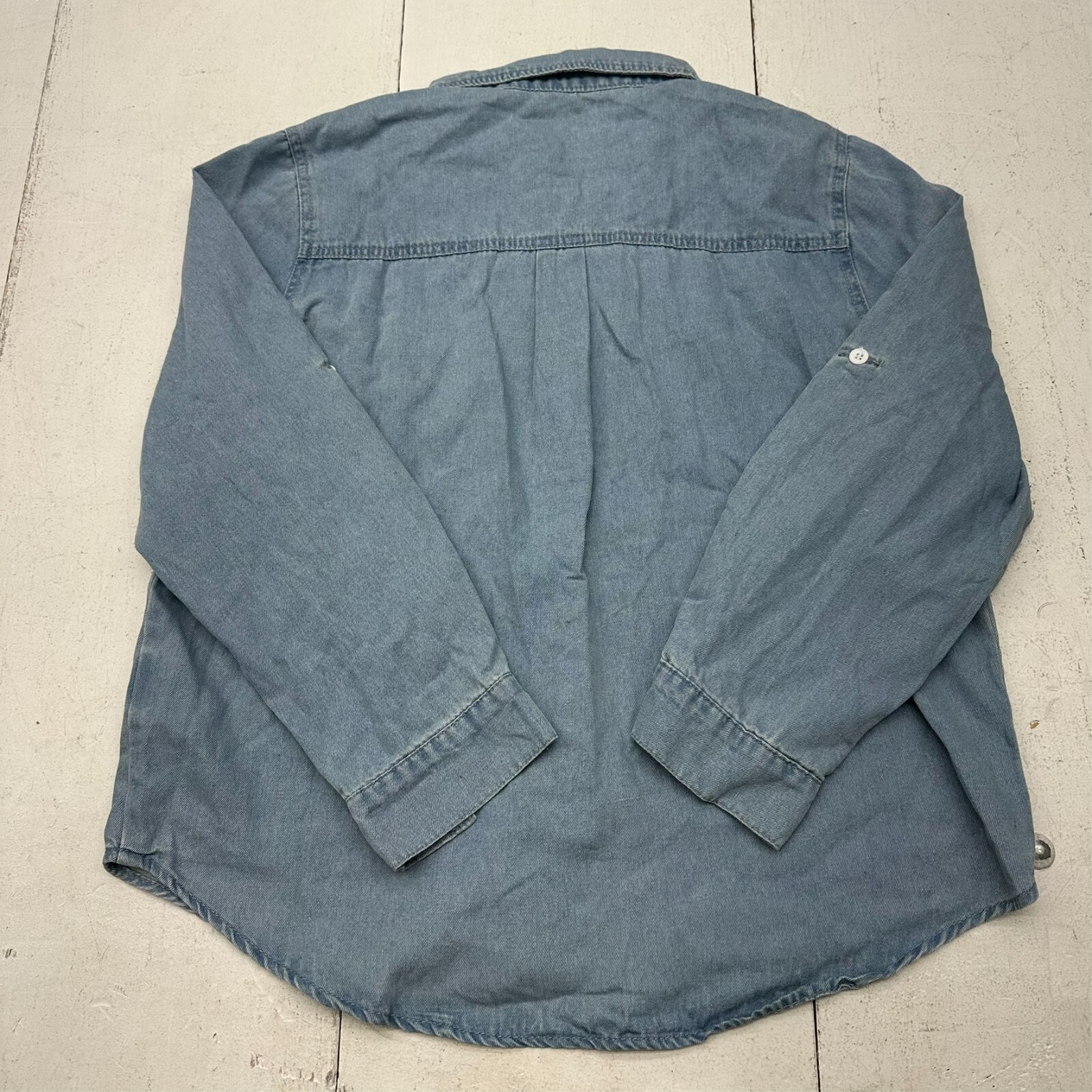 Miss Sparkling Blue Light Wash Denim Button Up Long Sleeve Shirt Women’s Size XL