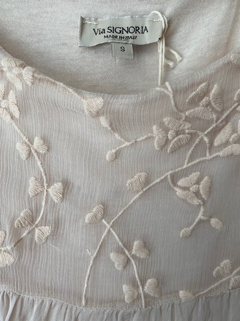 Via Signoria Italy Womens Pure Silk 3/4 Sleeve Layered Blush Blouse Top NWT!