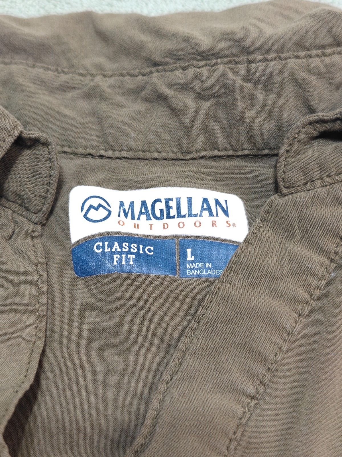 Magellan Outdoors Shirt Womens L Brown Polyester Long Sleeve Roll Tab Fishing Te