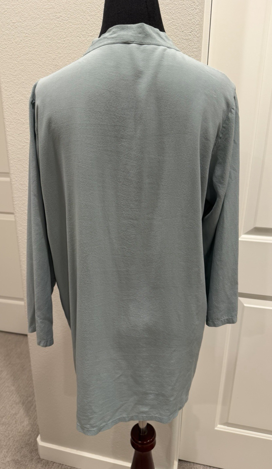 Lilysilk Mulberry Silk Open Front Top Blouse Cardigan Sage Green M Luxury