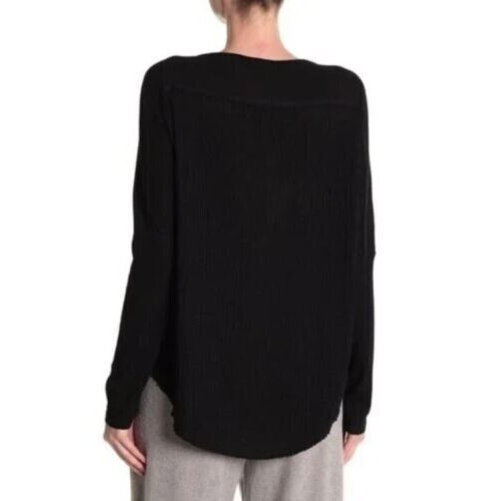 Gibsonlook Women’s Mixed Ribbed Waffle Knit Henley Top Black Small $50