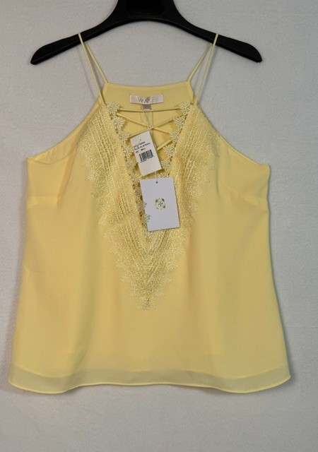 WAYF Lace-Up Spaghetti Strap Cami Top Women’s Size Small Yellow Pastel NWT
