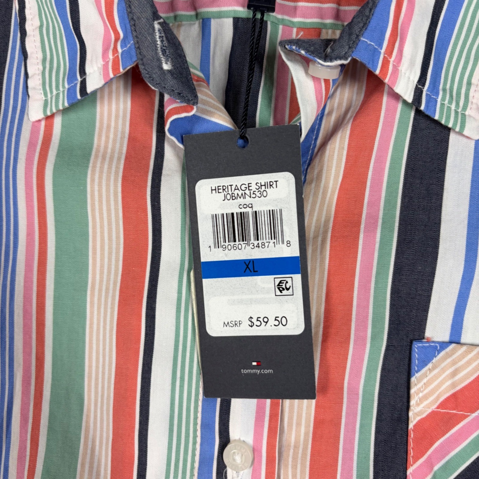 Tommy Hilfiger Shirt Womens XL Heritage Multi Color Striped Button Up 0BMN530