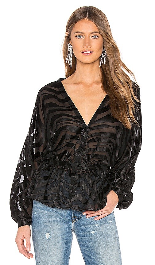 L’ Academie Diane Georgette Top Size Small S Tiger Stripes Revolve