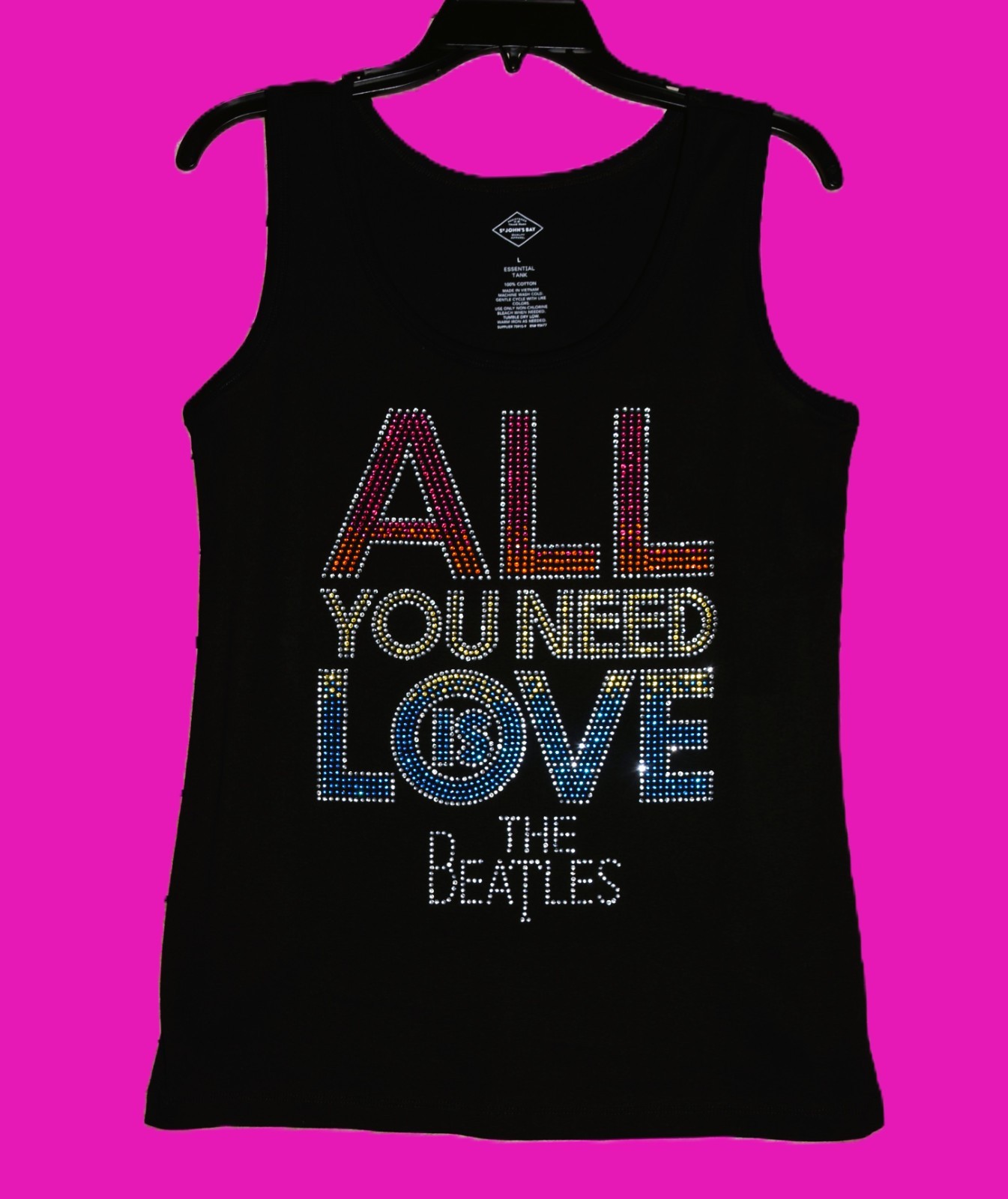 The Beatles All You Need rhinestone shirt or tank XS S M L XL XXL 1X 2X 3X 4X 5X