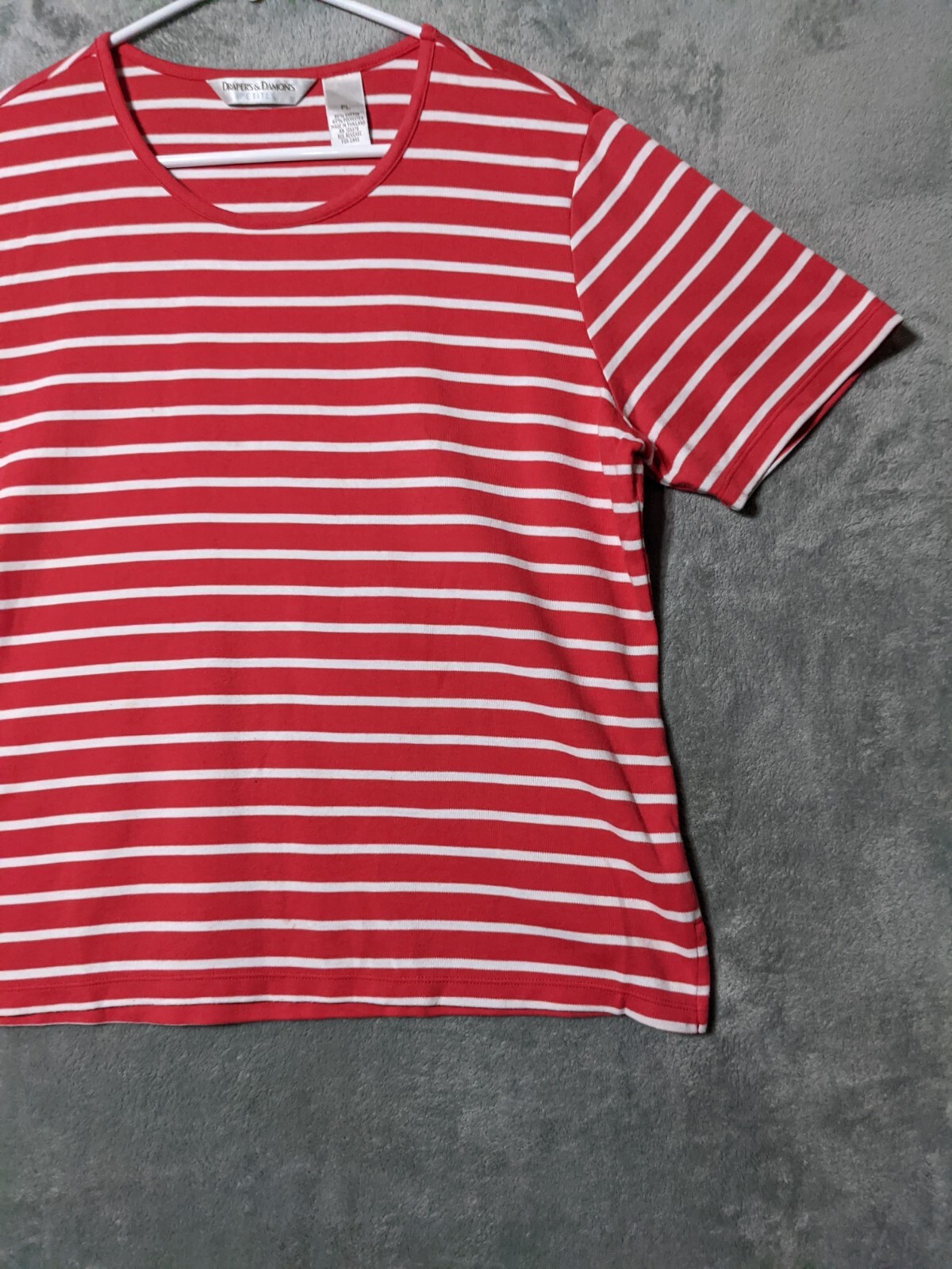DRAPER’S & DAMON’S Women Knit T-Shirt Striped Multicolor Casual PETITE PL