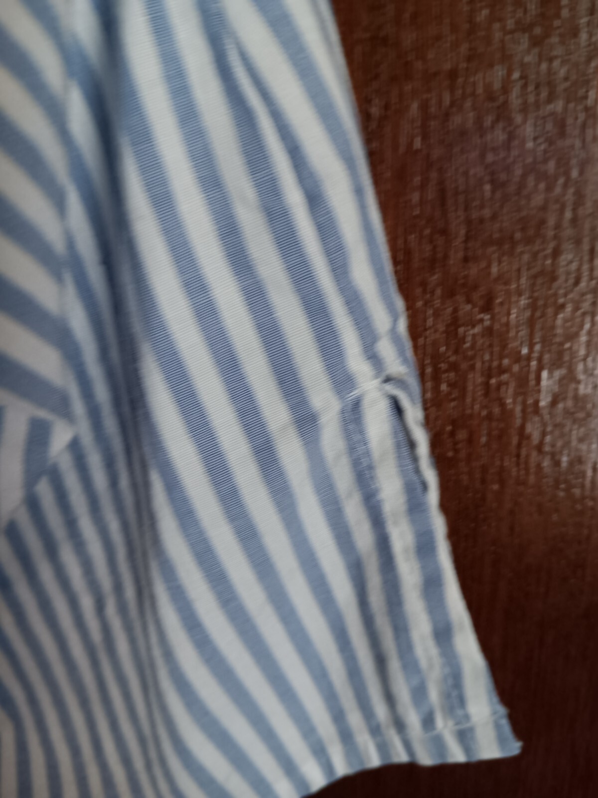 Nine West blue and white striped button down tie front back darts size S