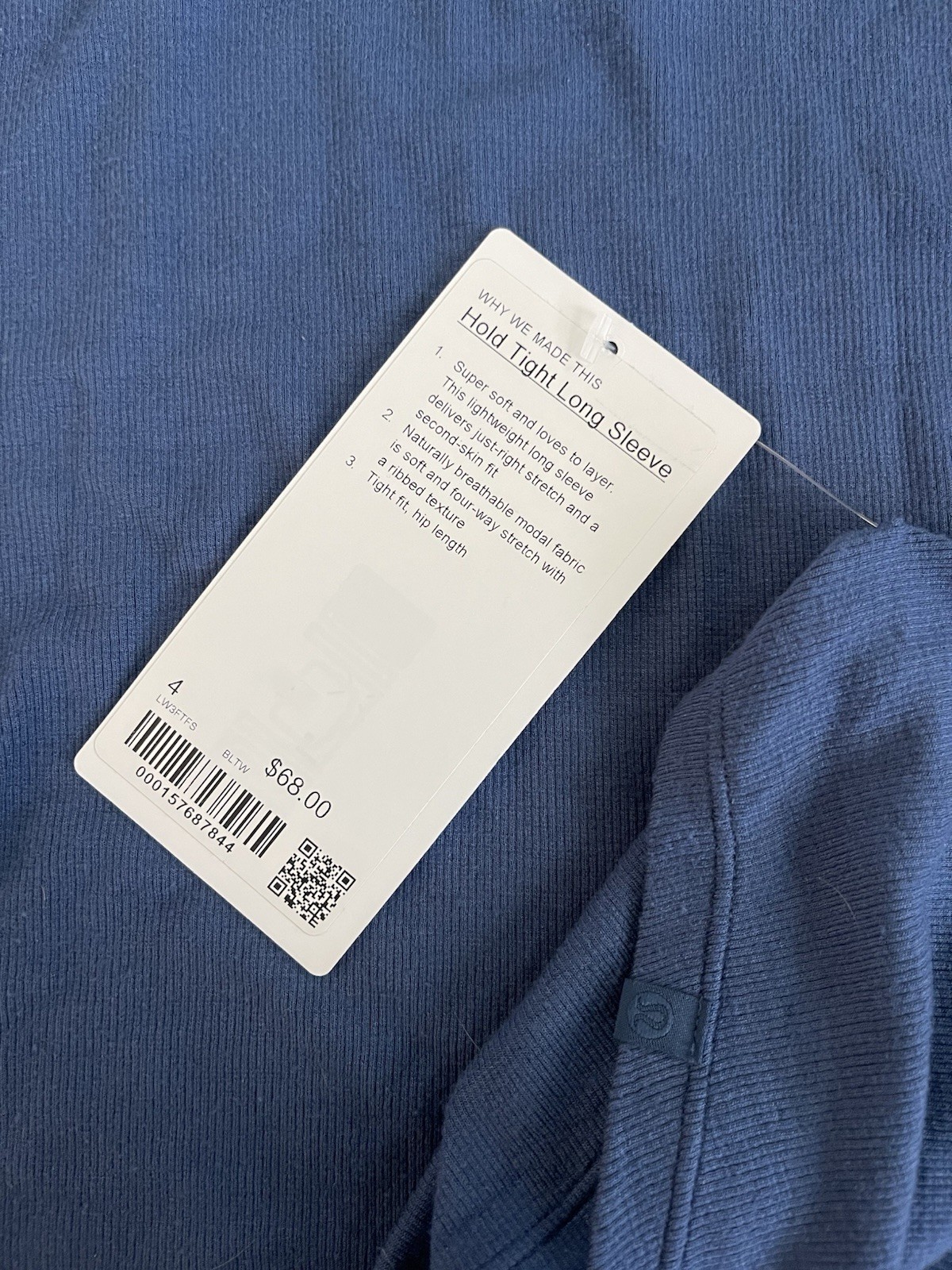 NWT lululemon Hold Tight Long Sleeve in Blue Twill sz 4