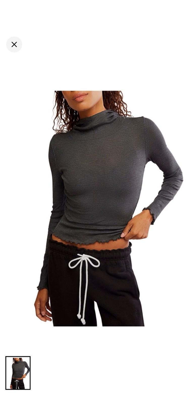 FP Movement Breathe Easy Layer Hooded Top NWT size Large in Washed Black