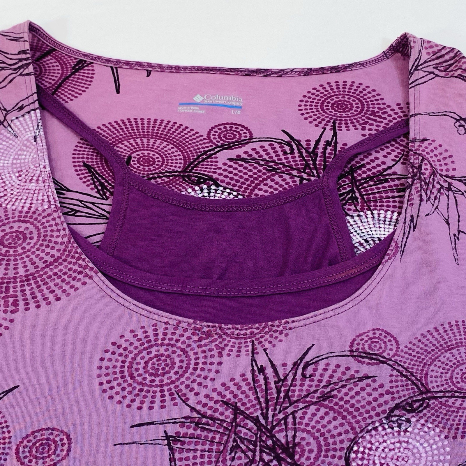 Columbia 2 Piece Top + Tank Pink Purple Womens L AL6106