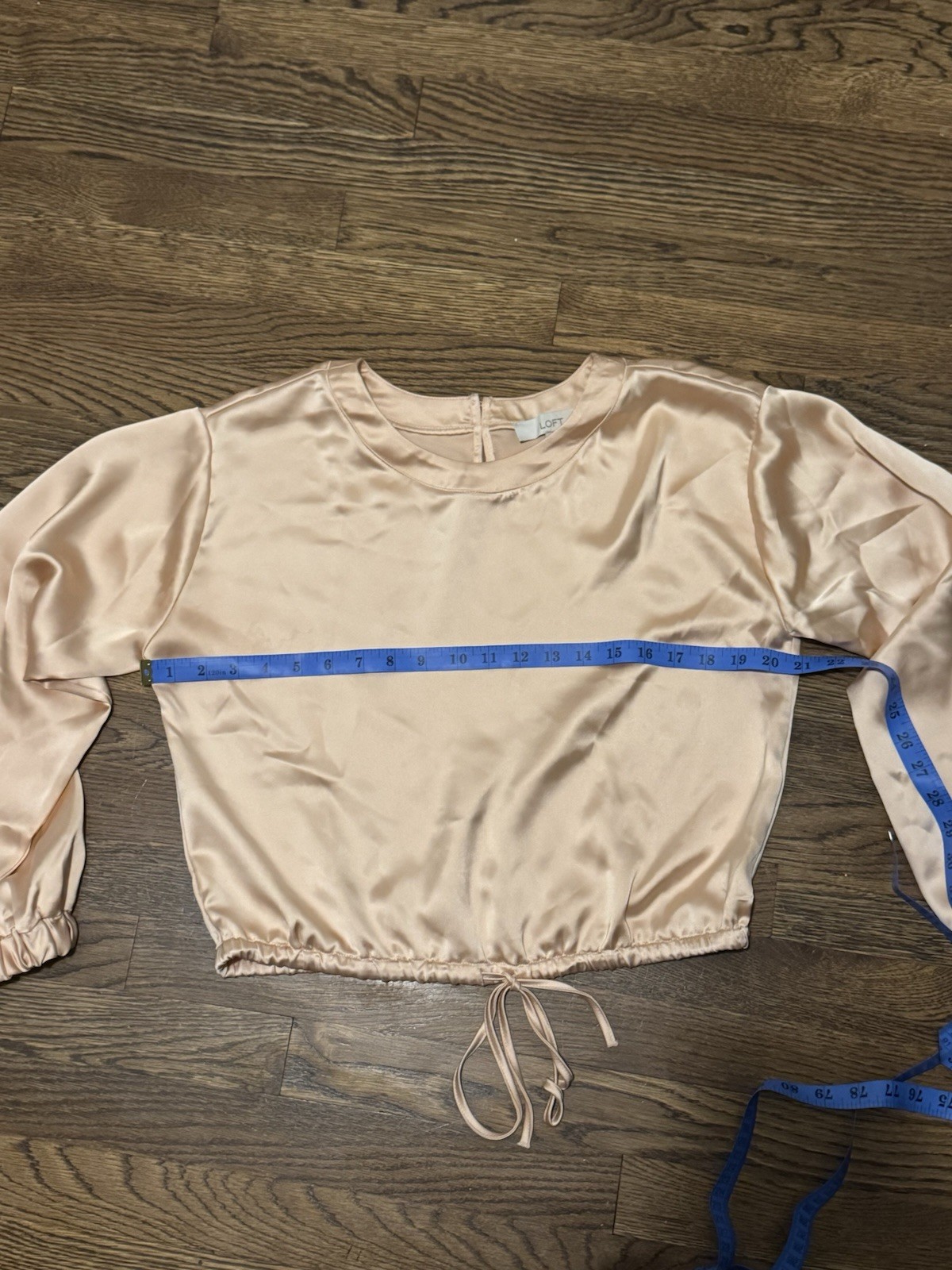 LOFT Satin Drawstring Blouse – S – Champagne Pink – Orig. $64.95