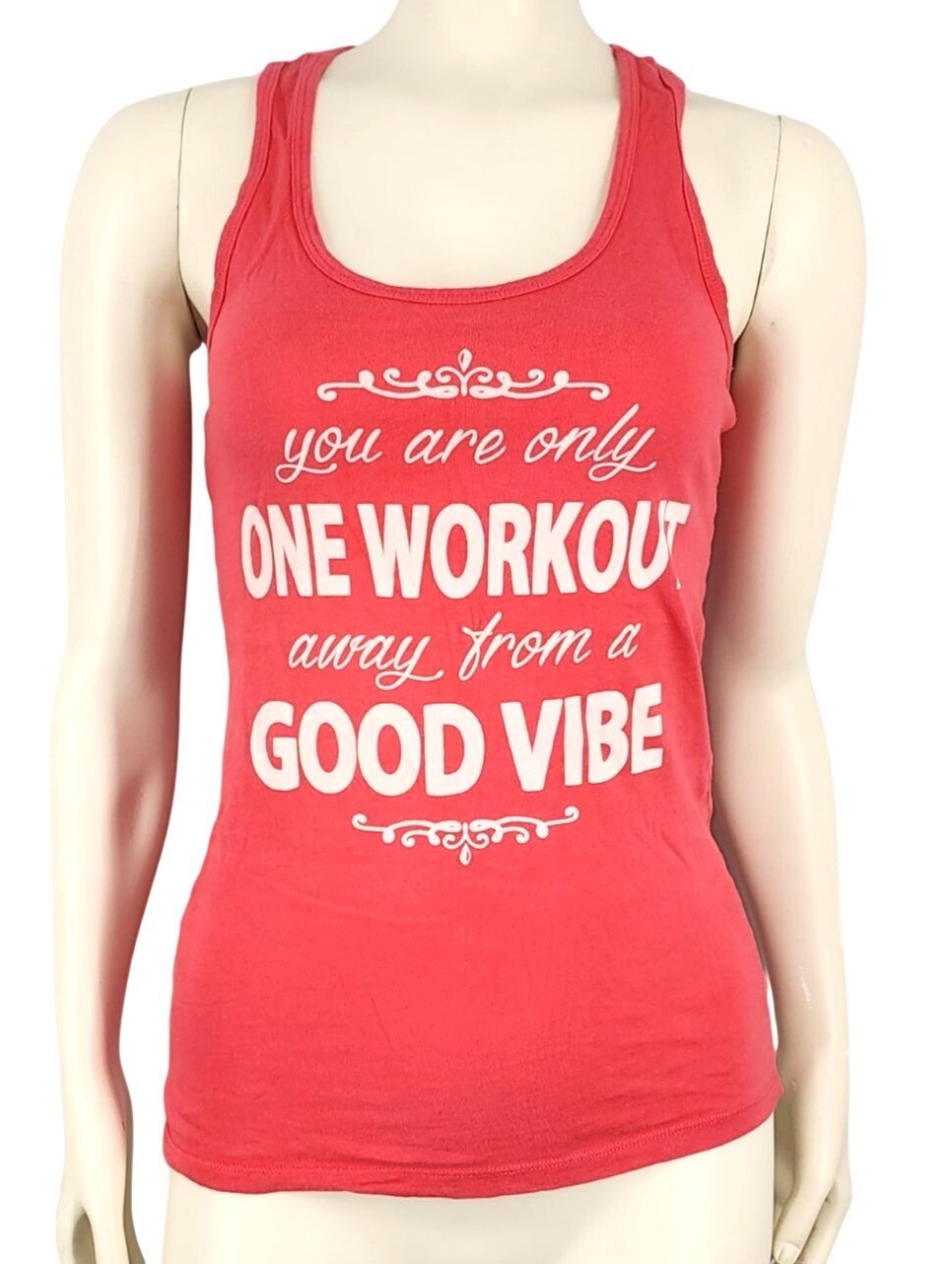 Women’s Sofra Pink Razorback Tank Top Medium One Workout From Good Vibes Shirt