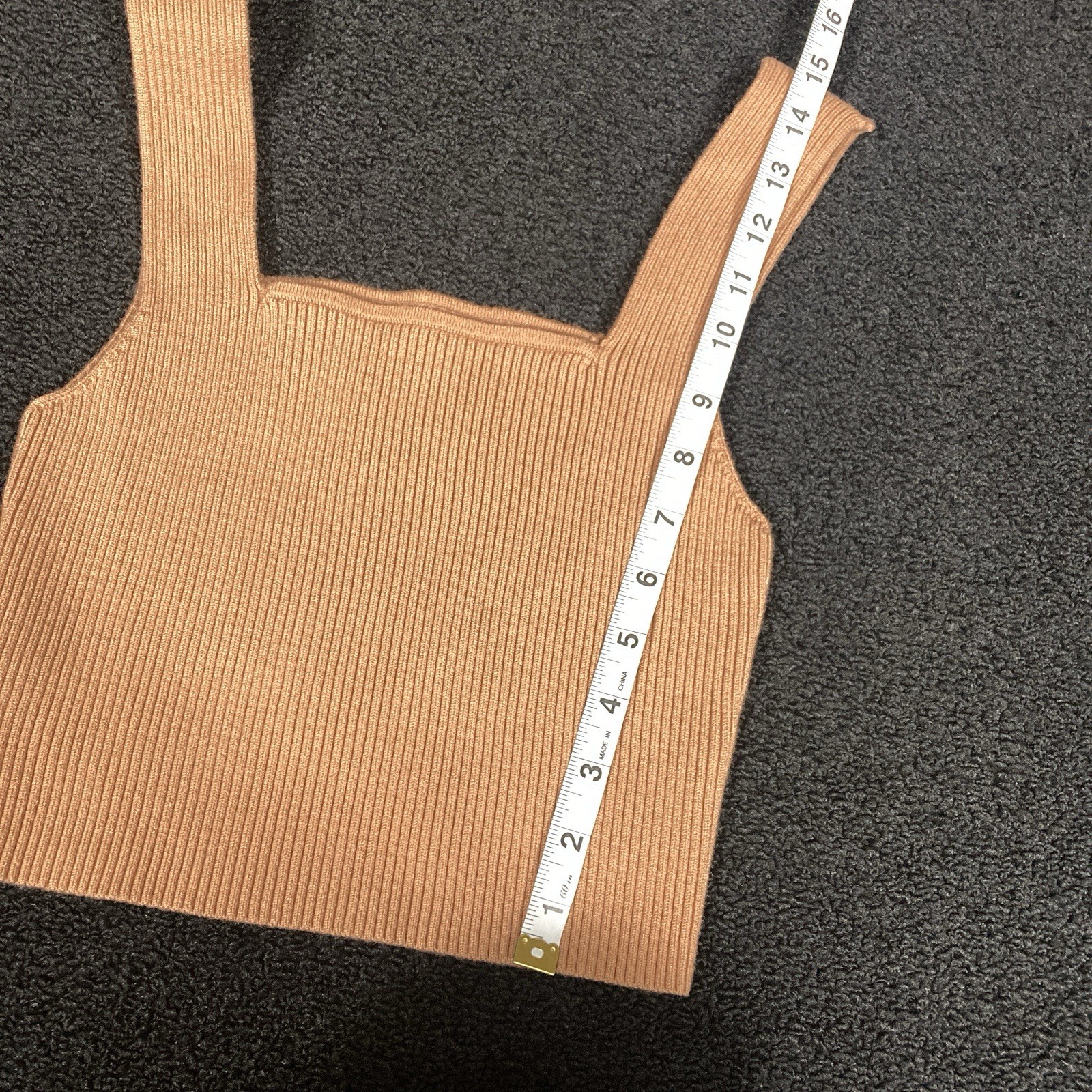 knit tank Sleeveless Crop Top Ribbed Medium Womens basics minimalist square neck