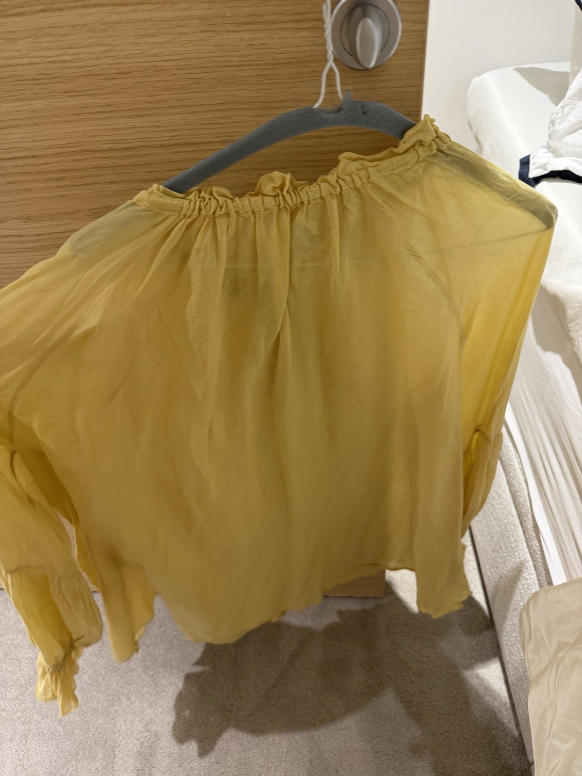 Etro Yellow Silk Cotton Blouse Size 44 Made In Italy
