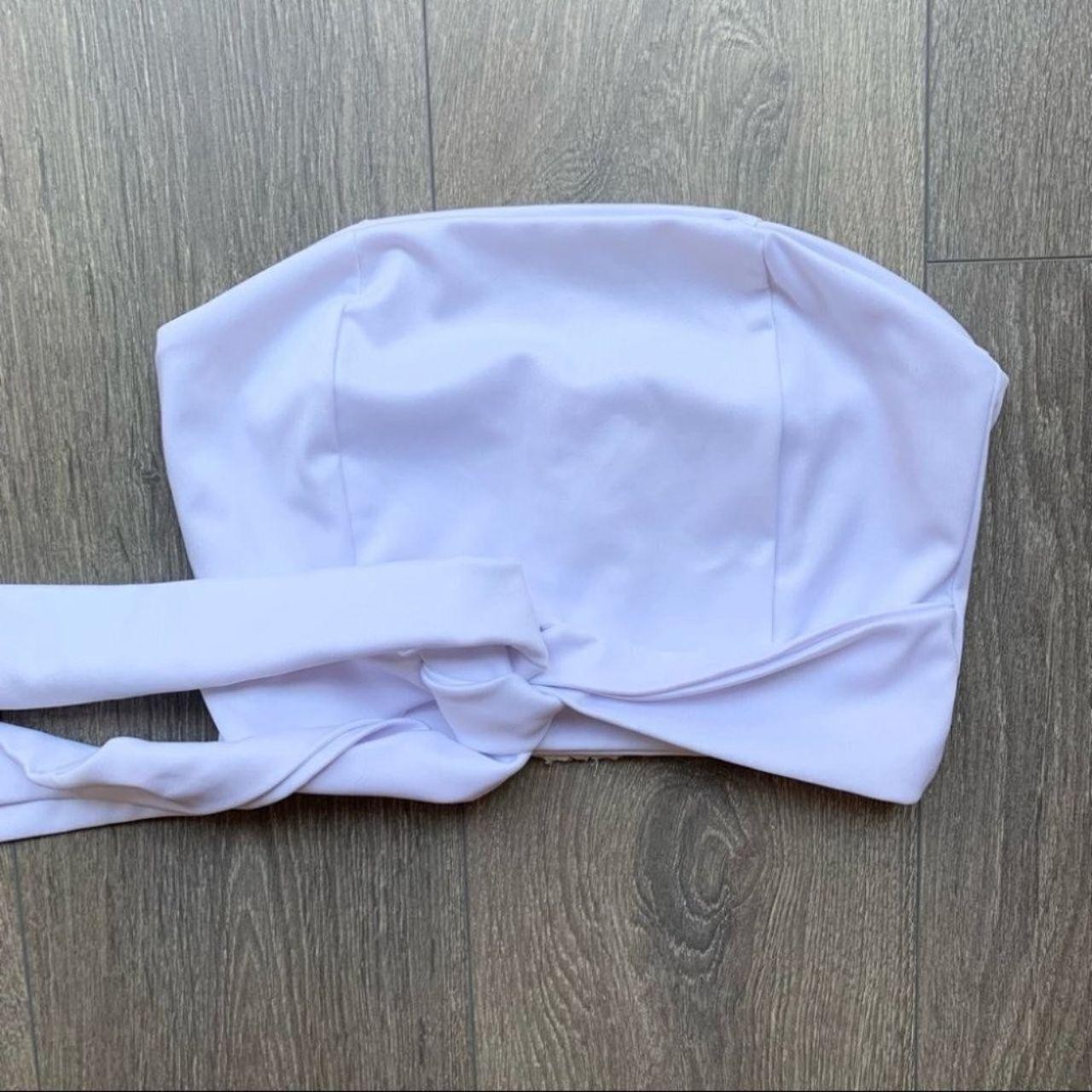 Women’s Tube Top Small Bandeau Tie up front Crop White festival boho peasant