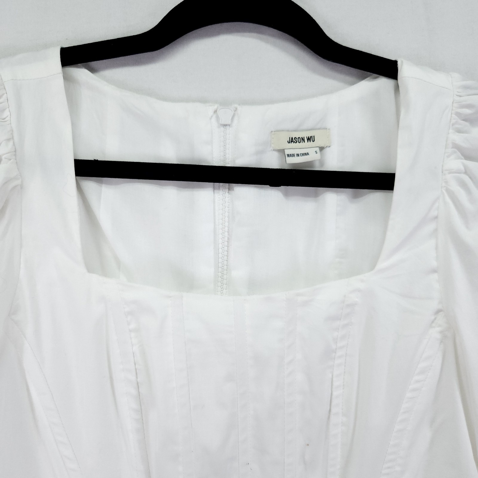 Jason Wu Corset Peasant Top Womens Small White Puffy Sleeve Full Zip Back