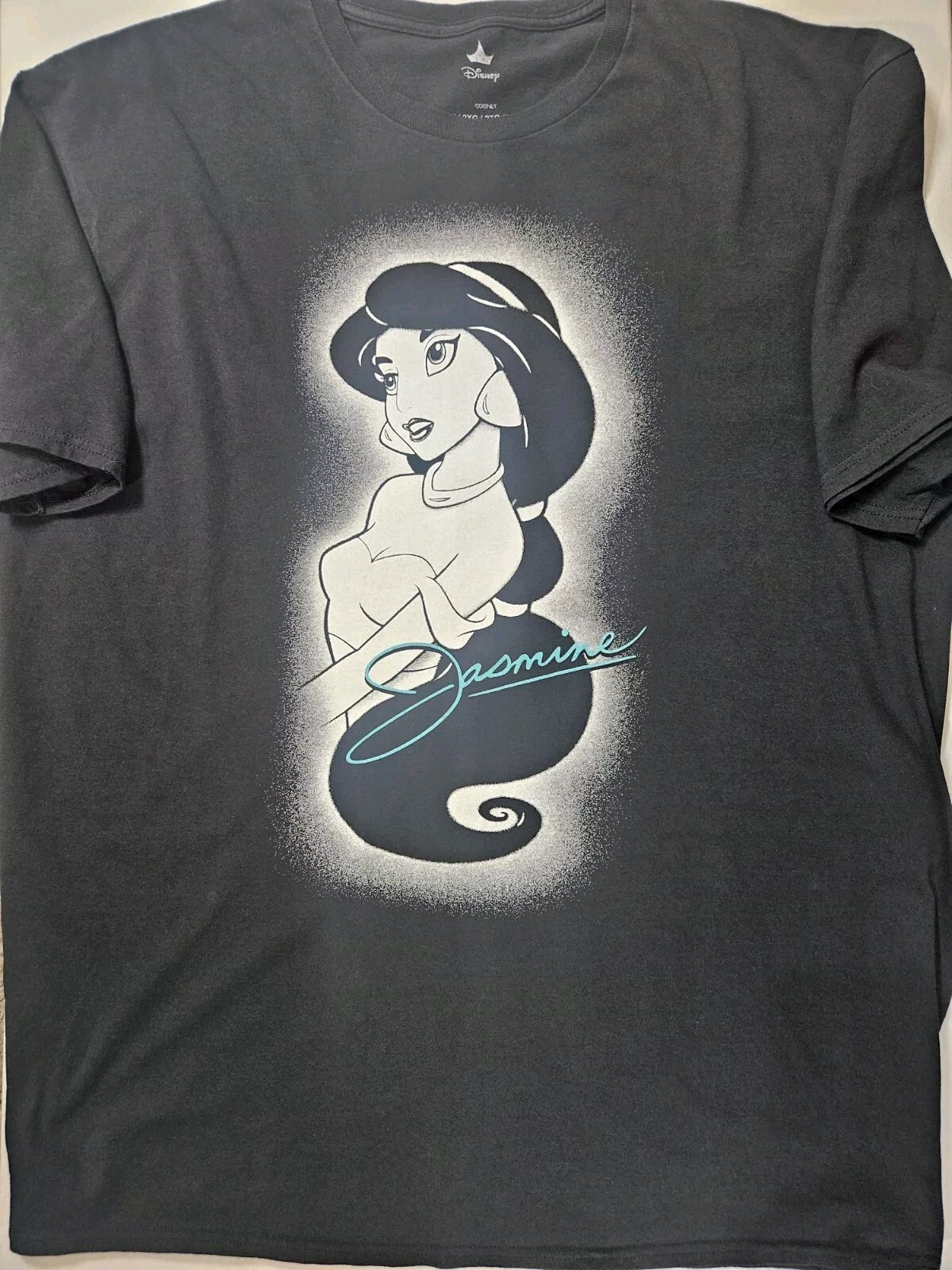 Disney Jasmine Womens T-Shirt 2X Black White Aladdin Retro 90s Movie Oversized