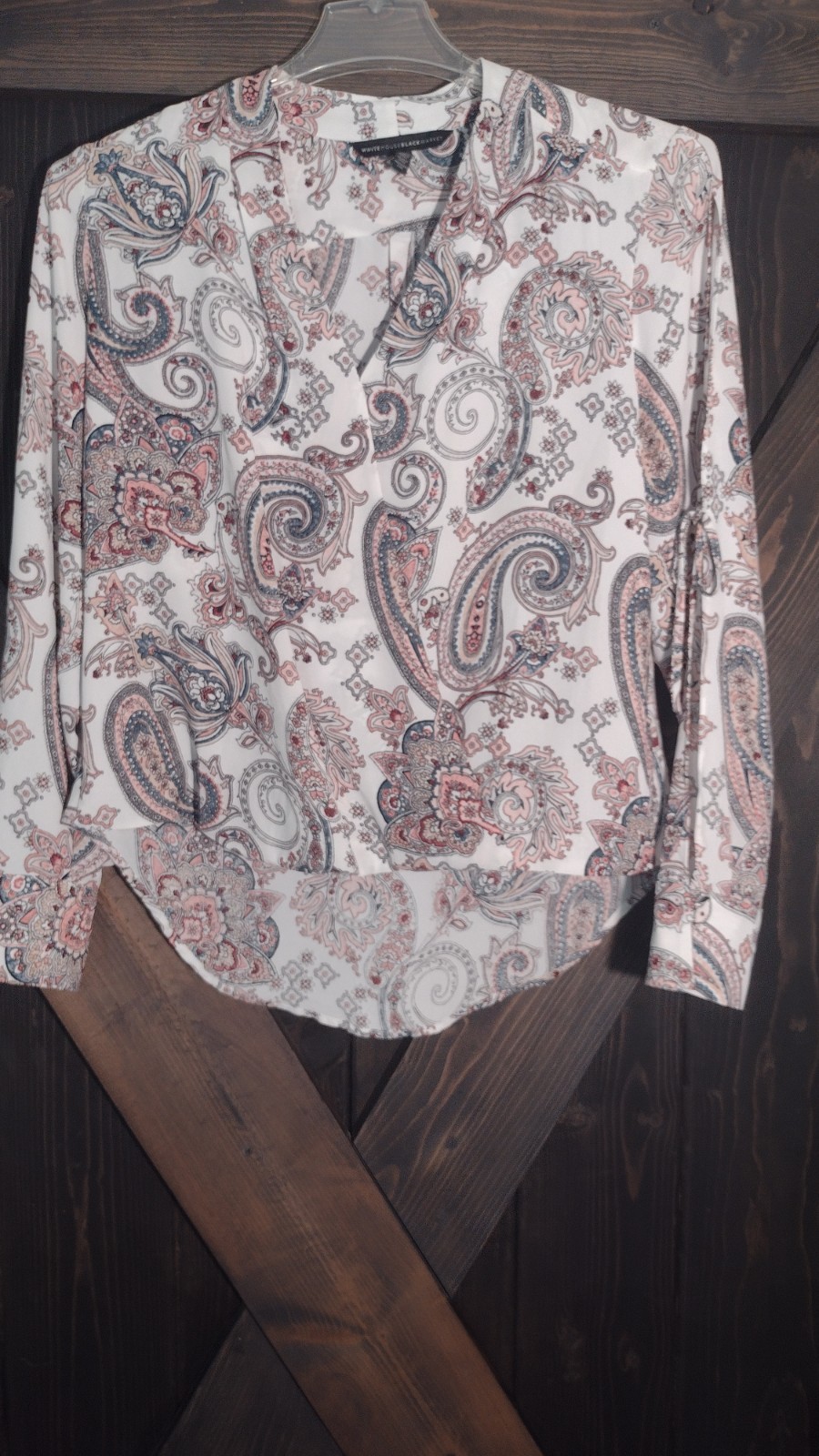 White House Black Market Blouse Size 8 Open Sleeves With Ties