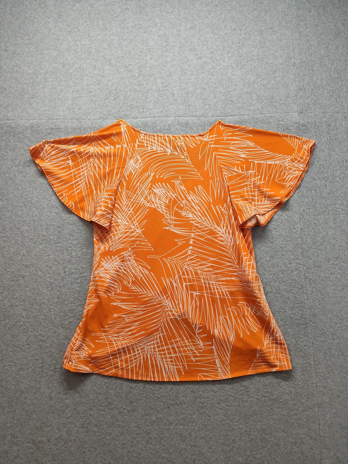 Bold Elements Shirt Womens Large Orange Surplice Wrap Flutter Sleeve Top Blouse