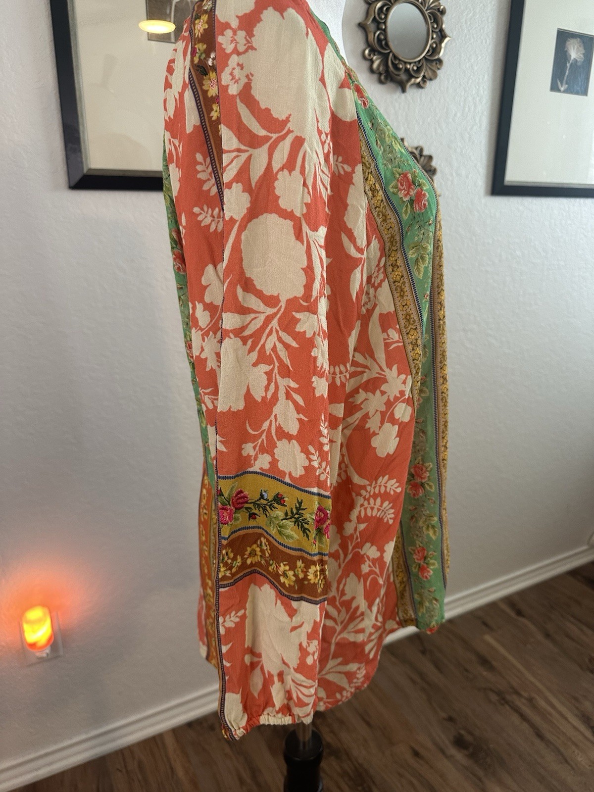 Vineet Bahl Edith Embroidered Boho Peasant Blouse Sz M